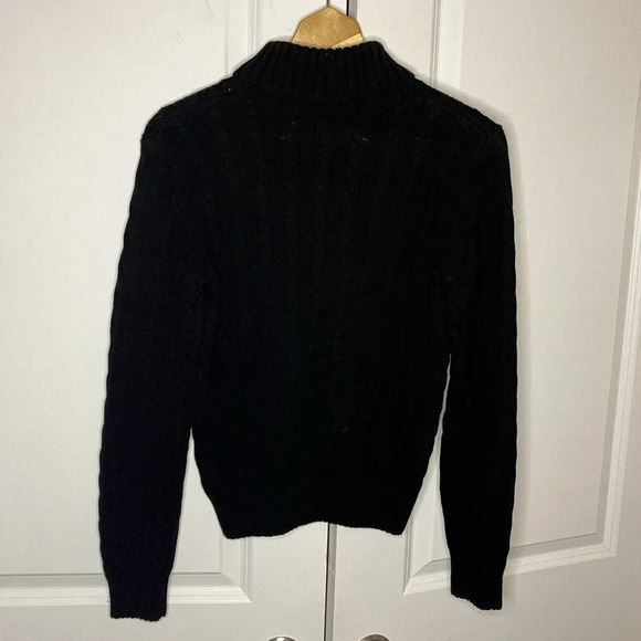 Y2K Tommy Hilfiger Black Chunky Ribbed Cable Knit Turtleneck Sweater  Womens M - Picture 5 of 5